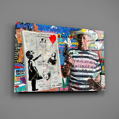 Stencil Cubist Portrait Glass Wall Art || Designer Collection