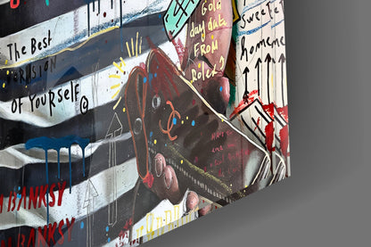 Stencil Cubist Portrait Glass Wall Art || Designer Collection
