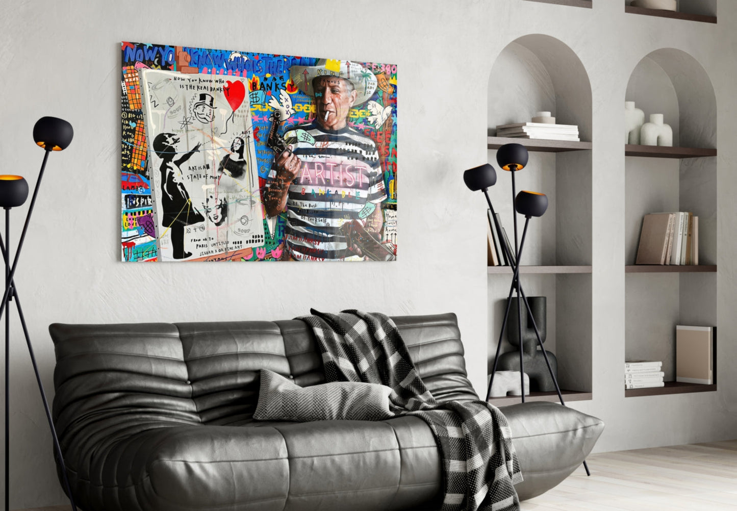 Stencil Cubist Portrait Glass Wall Art || Designer Collection