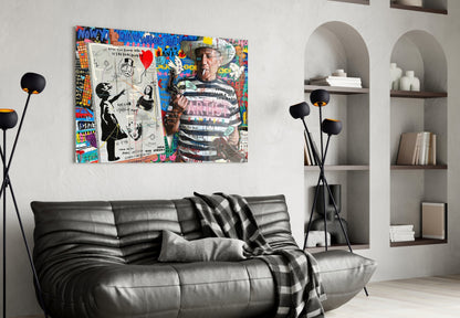 Stencil Cubist Portrait Glass Wall Art || Designer Collection