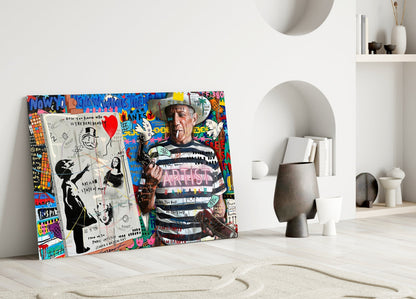 Stencil Cubist Portrait Glass Wall Art || Designer Collection