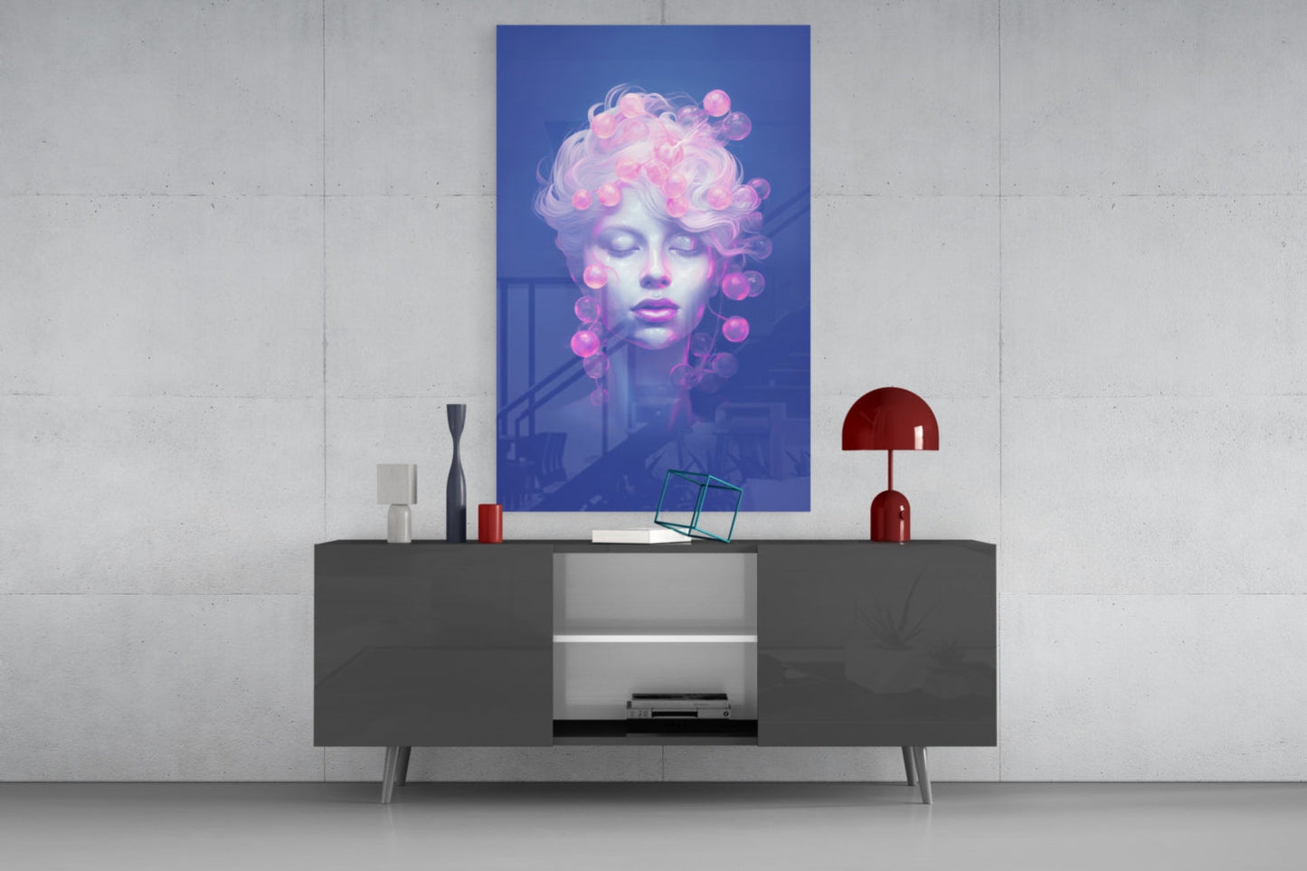Cobalt Blue Bubble Halo Muse Glass Wall Art
