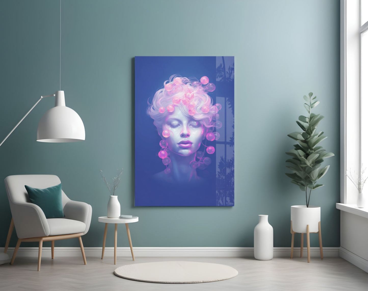 Cobalt Blue Bubble Halo Muse Glass Wall Art
