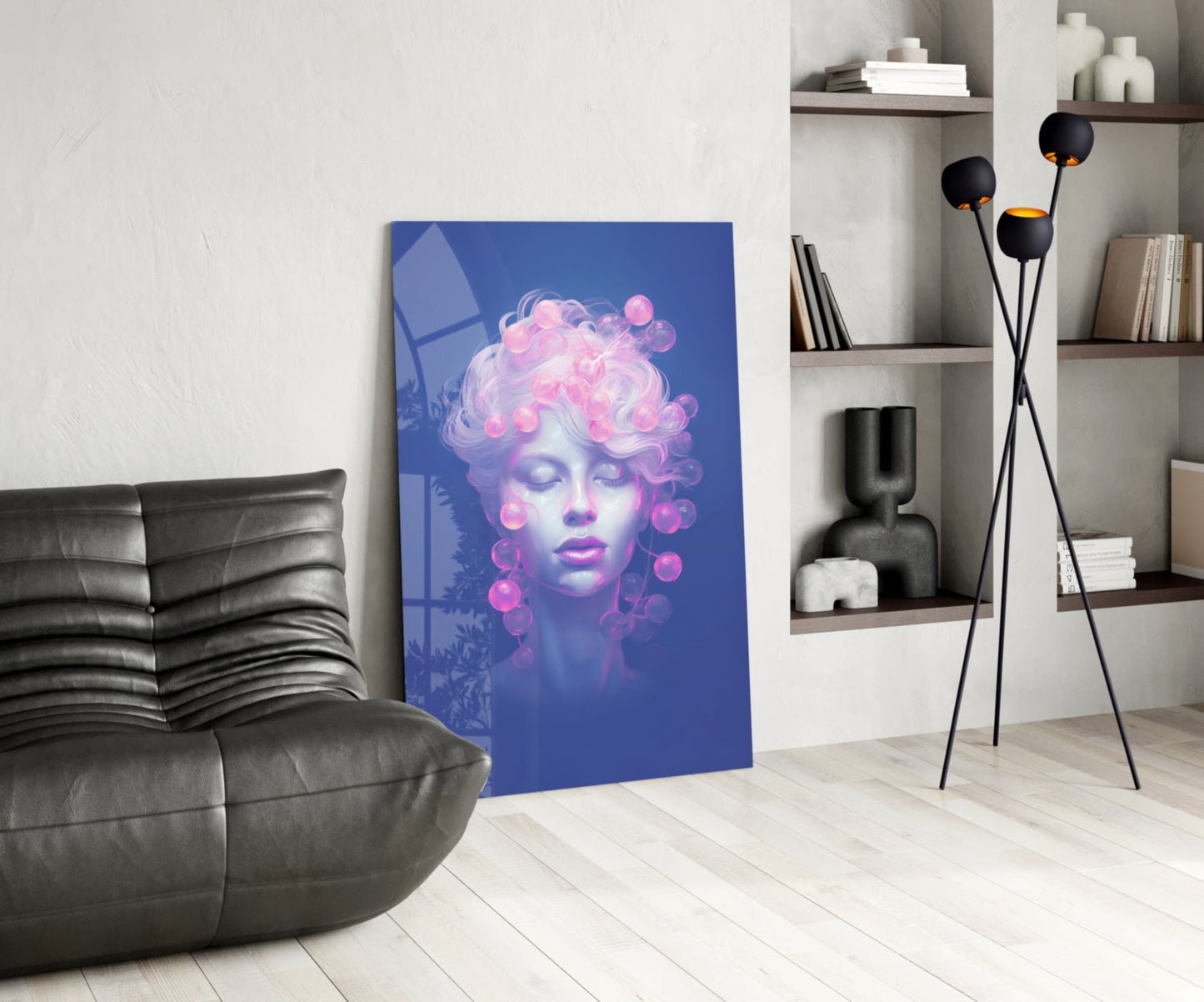 Cobalt Blue Bubble Halo Muse Glass Wall Art