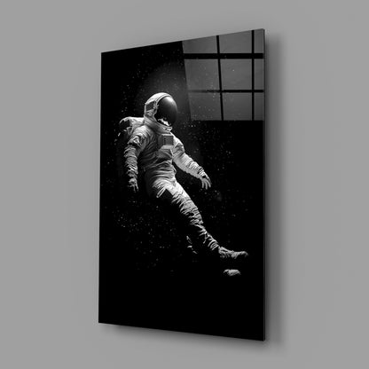 Drifting Astronaut Starry Black Space Glass Wall Art