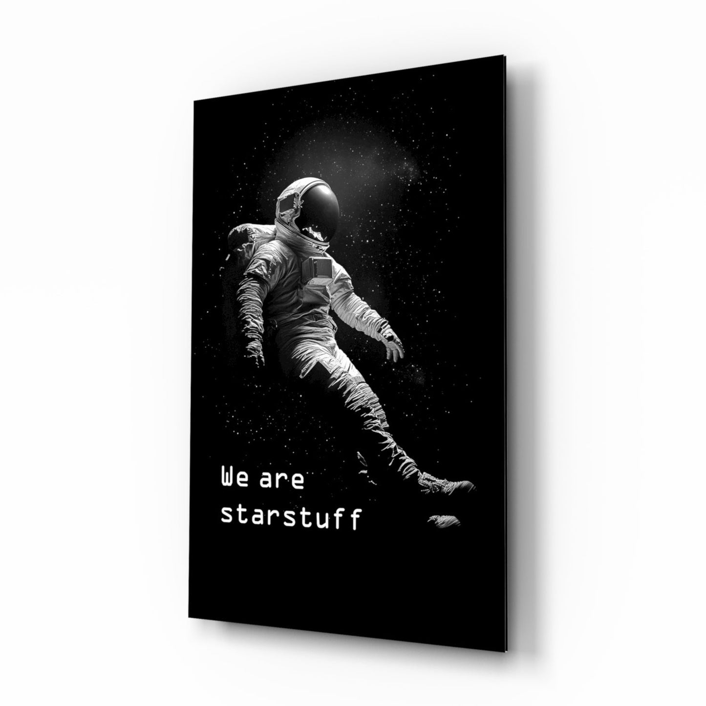 Starstuff Quote Floating Astronaut Glass Wall Art