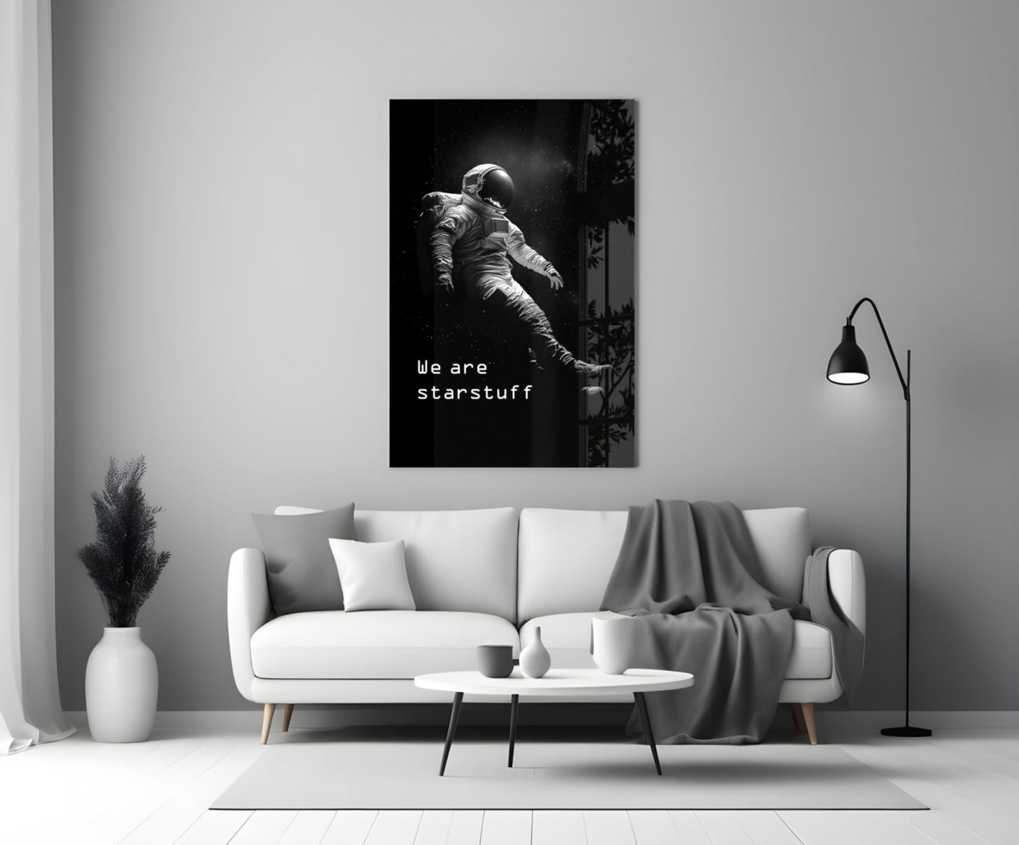 Starstuff Quote Floating Astronaut Glass Wall Art