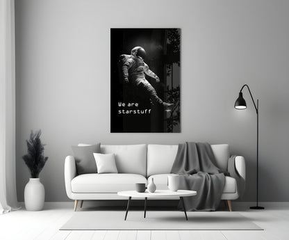 Starstuff Quote Floating Astronaut Glass Wall Art