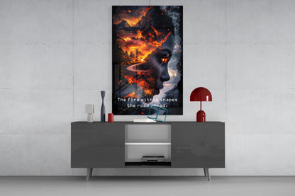 Fire Within Quote Ember Profile Glass Wall Art