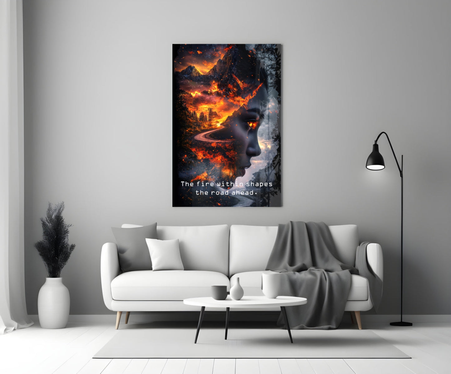 Fire Within Quote Ember Profile Glass Wall Art