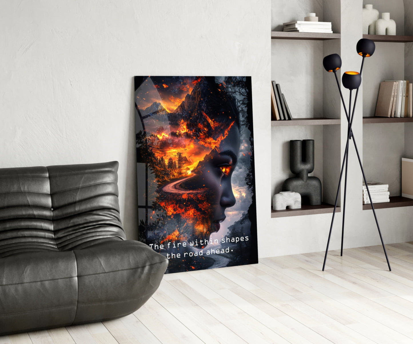 Fire Within Quote Ember Profile Glass Wall Art