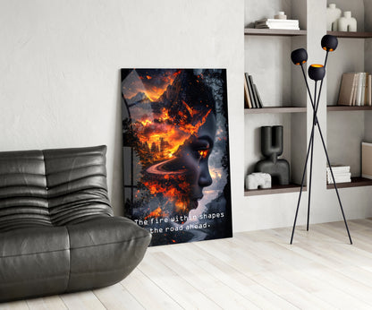 Fire Within Quote Ember Profile Glass Wall Art