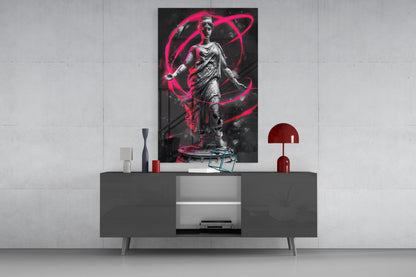 Stone Goddess Hot Pink Neon Orbit Glass Wall Art