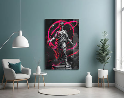 Stone Goddess Hot Pink Neon Orbit Glass Wall Art