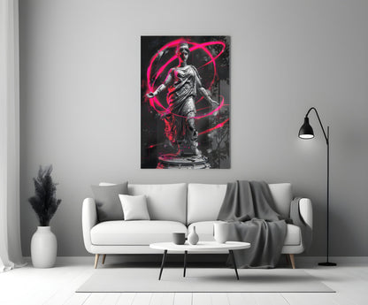 Stone Goddess Hot Pink Neon Orbit Glass Wall Art