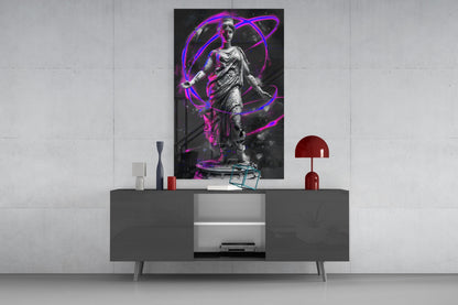 Stone Goddess Violet Neon Orbit Glass Wall Art