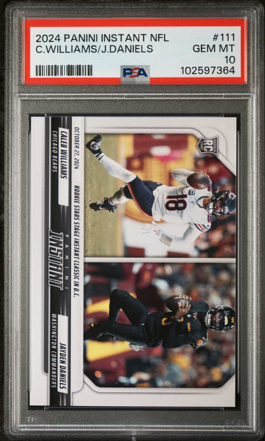 Graded 2024 Panini Instant Jayden Daniels Caleb Williams Dual Rookie RC Football Card PSA 10 Gem Mint
