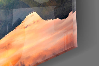 Highland Castle Sunset Reflection Glass Wall Art