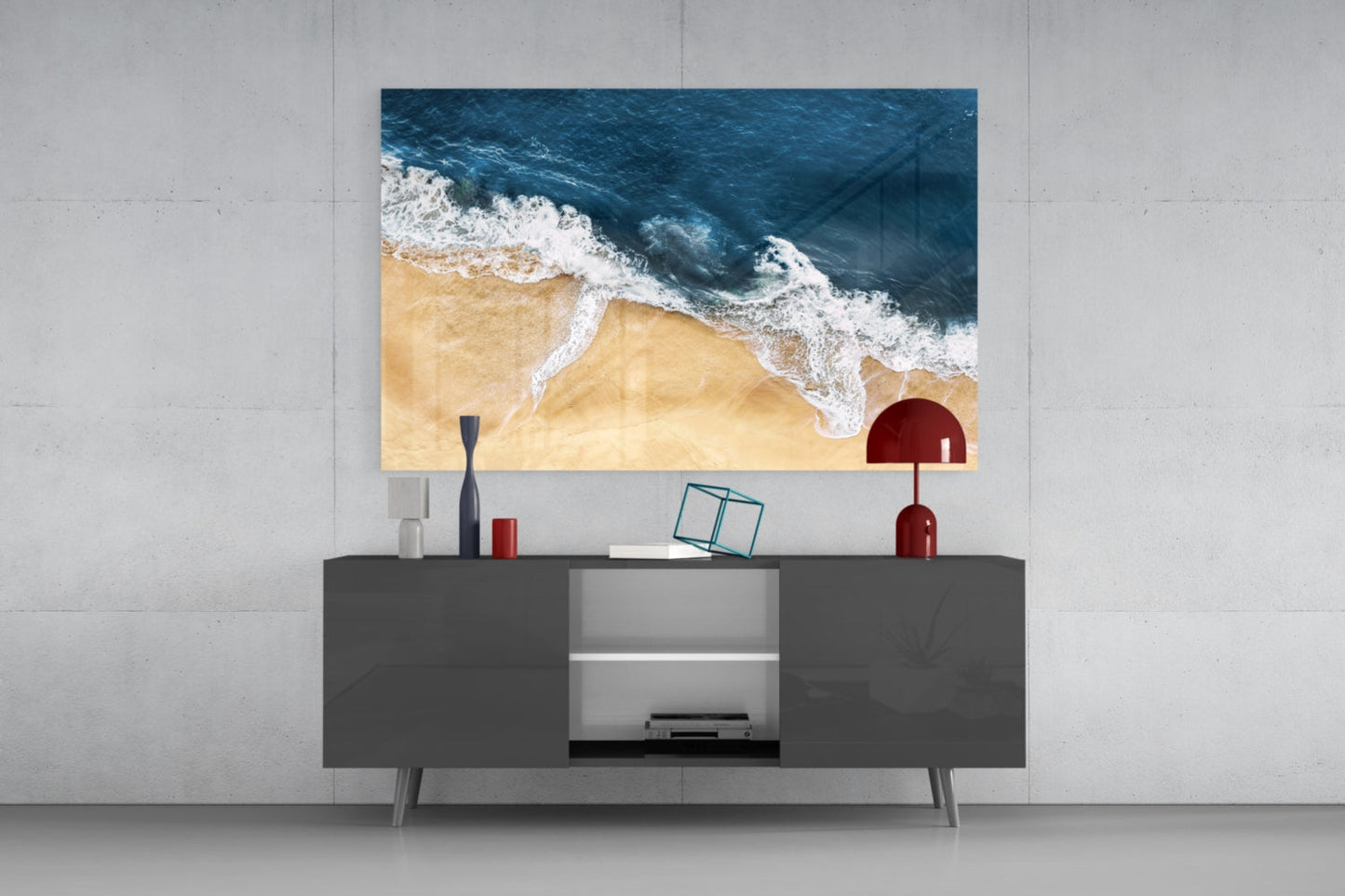 Ocean Waves Crashing Glass Wall Art
