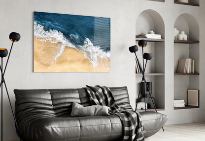 Ocean Waves Crashing Glass Wall Art