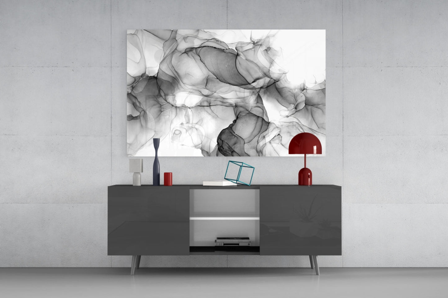 Ethereal Ink Swirls Glass Wall Art