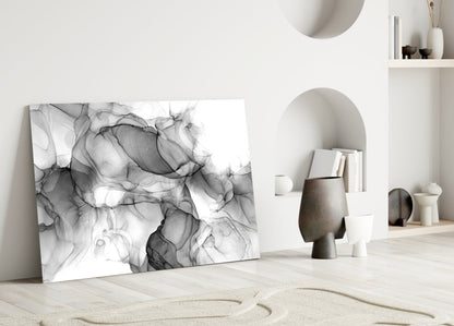 Ethereal Ink Swirls Glass Wall Art
