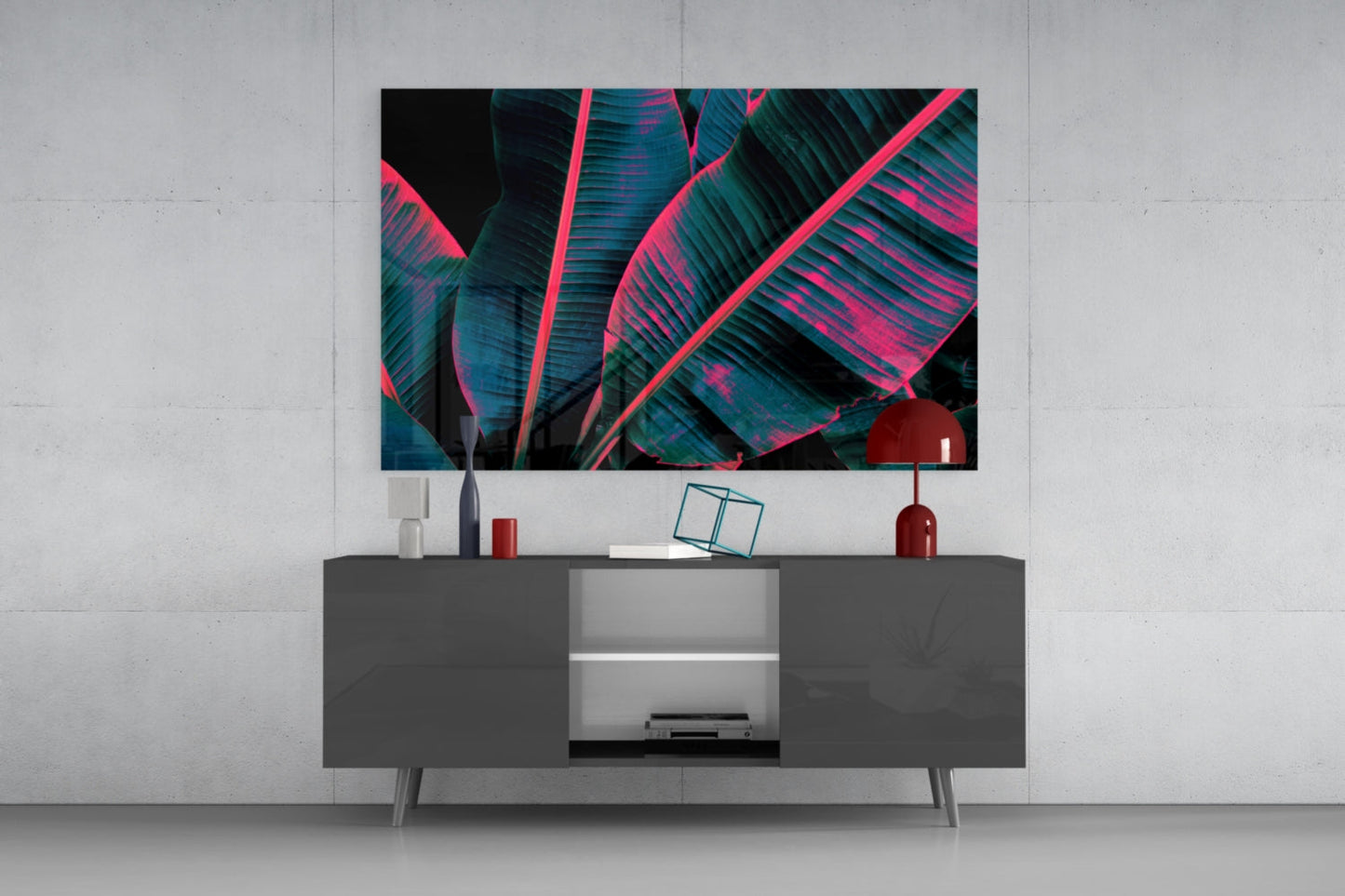 Neon Banana Leaf Glass Wall Art