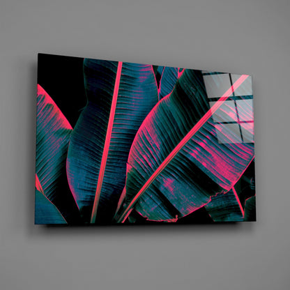 Neon Banana Leaf Glass Wall Art