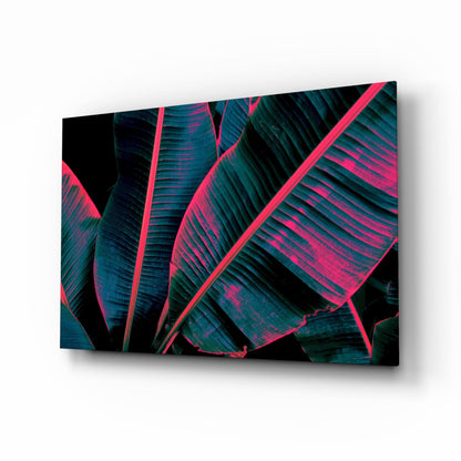 Neon Banana Leaf Glass Wall Art