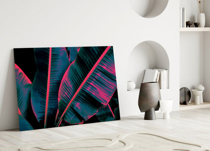 Neon Banana Leaf Glass Wall Art