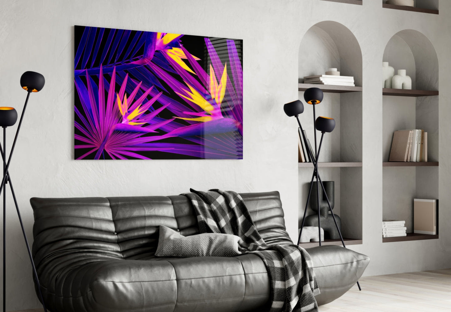 Vibrant Tropical Leaves Glass Wall Art