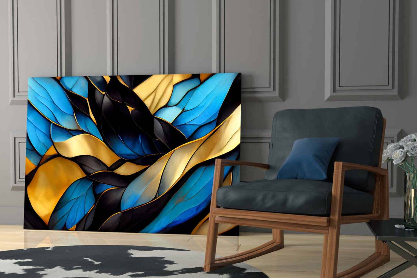 Elegant Leaves Glass Wall Art
