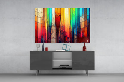 Cracked Rainbow Mosaic Glass Wall Art