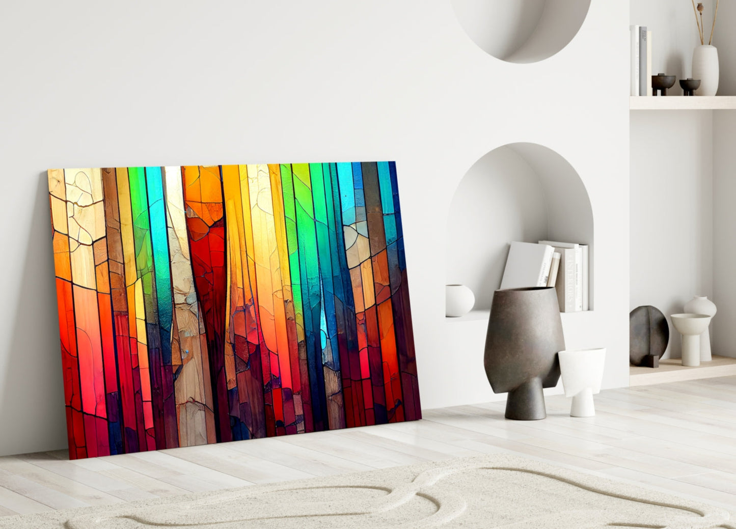 Cracked Rainbow Mosaic Glass Wall Art