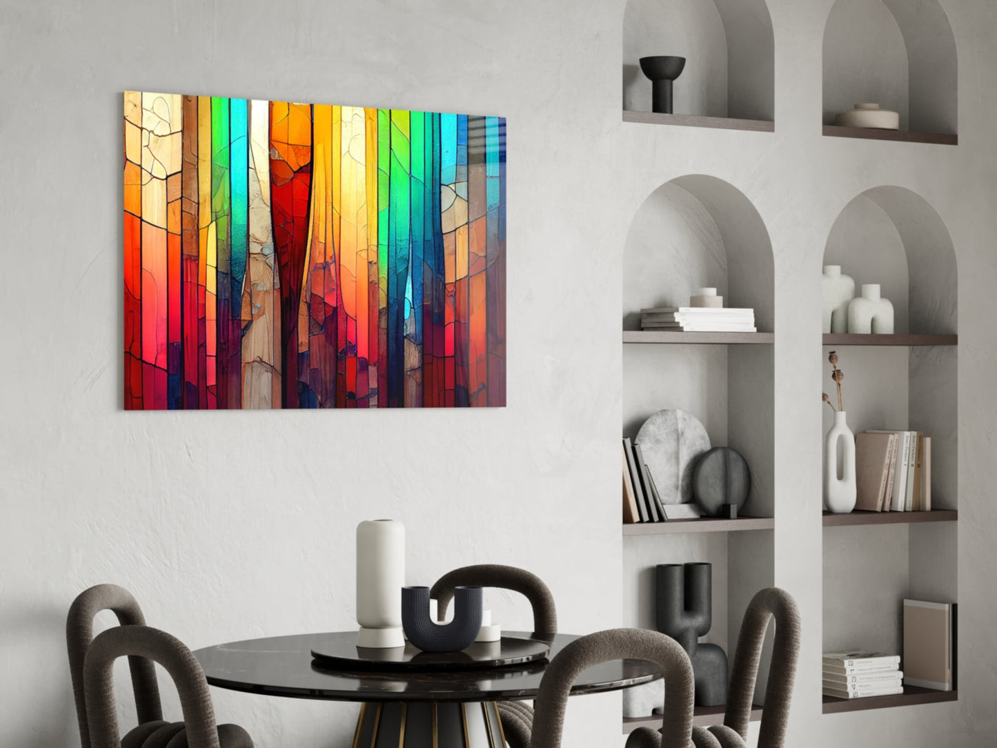 Cracked Rainbow Mosaic Glass Wall Art