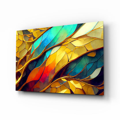 Vibrant Mosaic Leaves Glass Wall Art