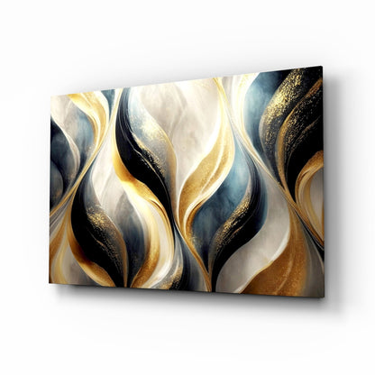 Elegant Gold Swirls on Glass Wall Art