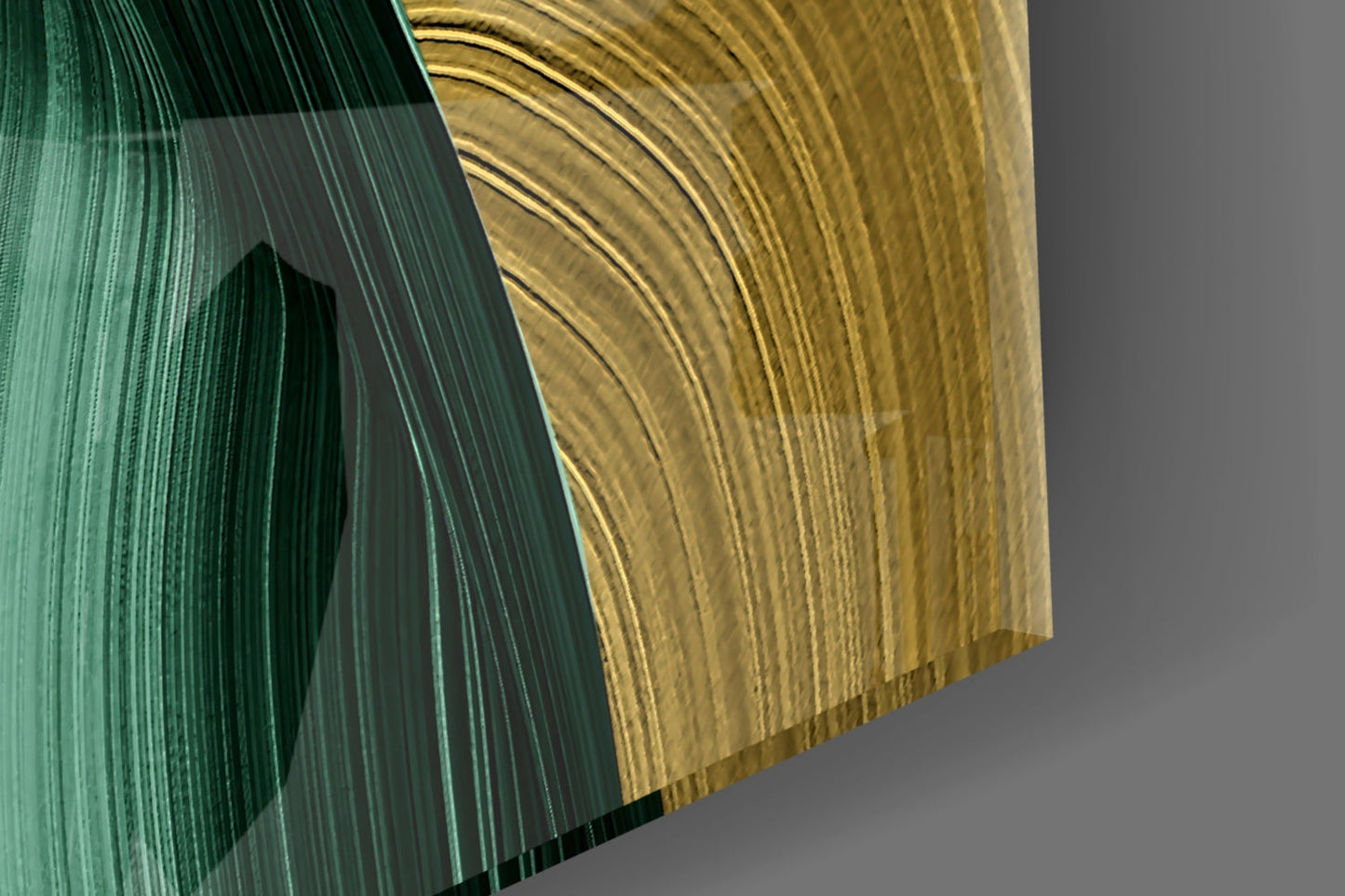Elegant Swirls in Gold and Green Glass Wall Art