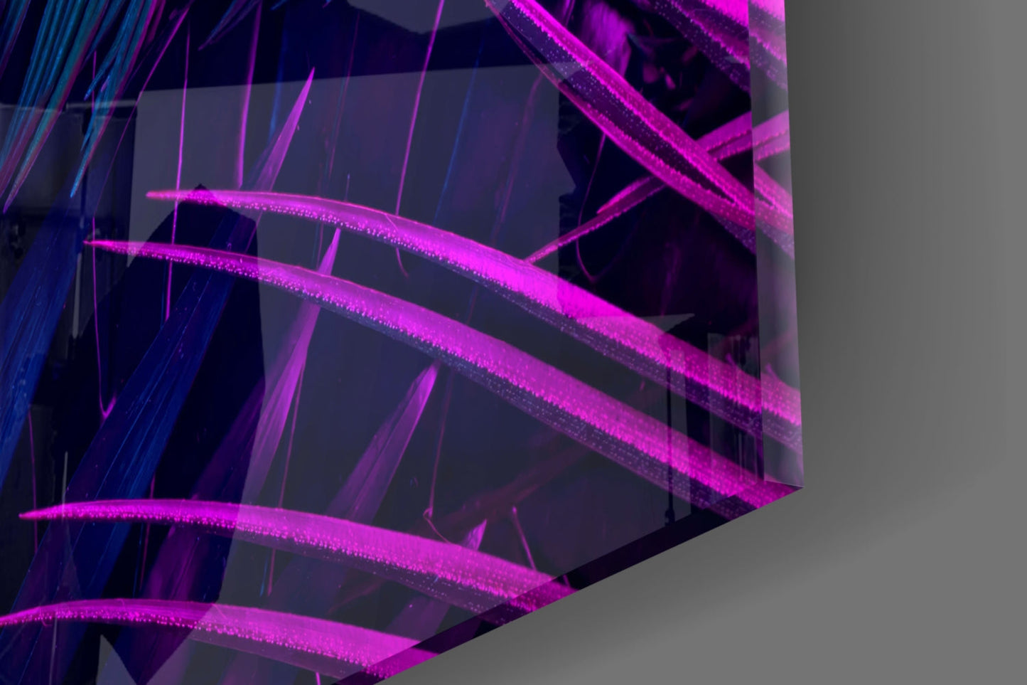 Neon Jungle Leaves Glass Wall Art