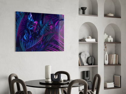 Neon Jungle Leaves Glass Wall Art