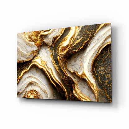Elegant Gold Veins Marble Glass Wall Art