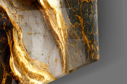Elegant Gold Veins Marble Glass Wall Art