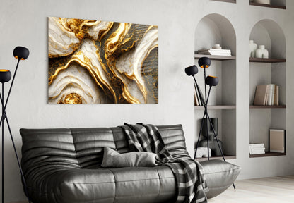 Elegant Gold Veins Marble Glass Wall Art