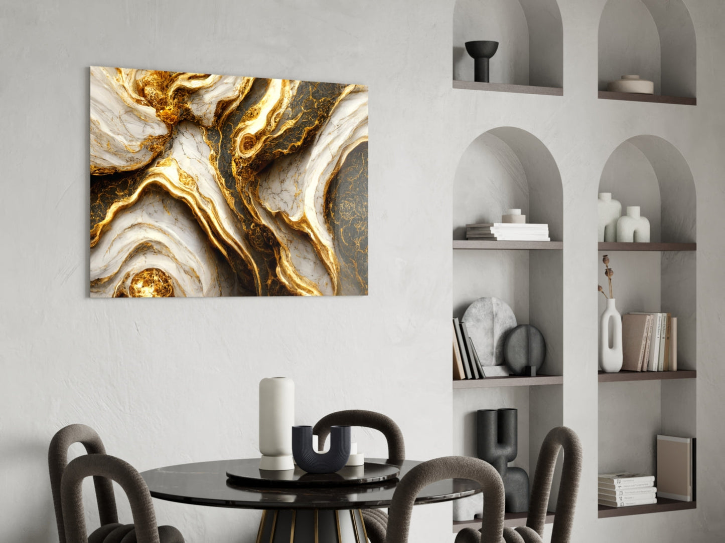 Elegant Gold Veins Marble Glass Wall Art