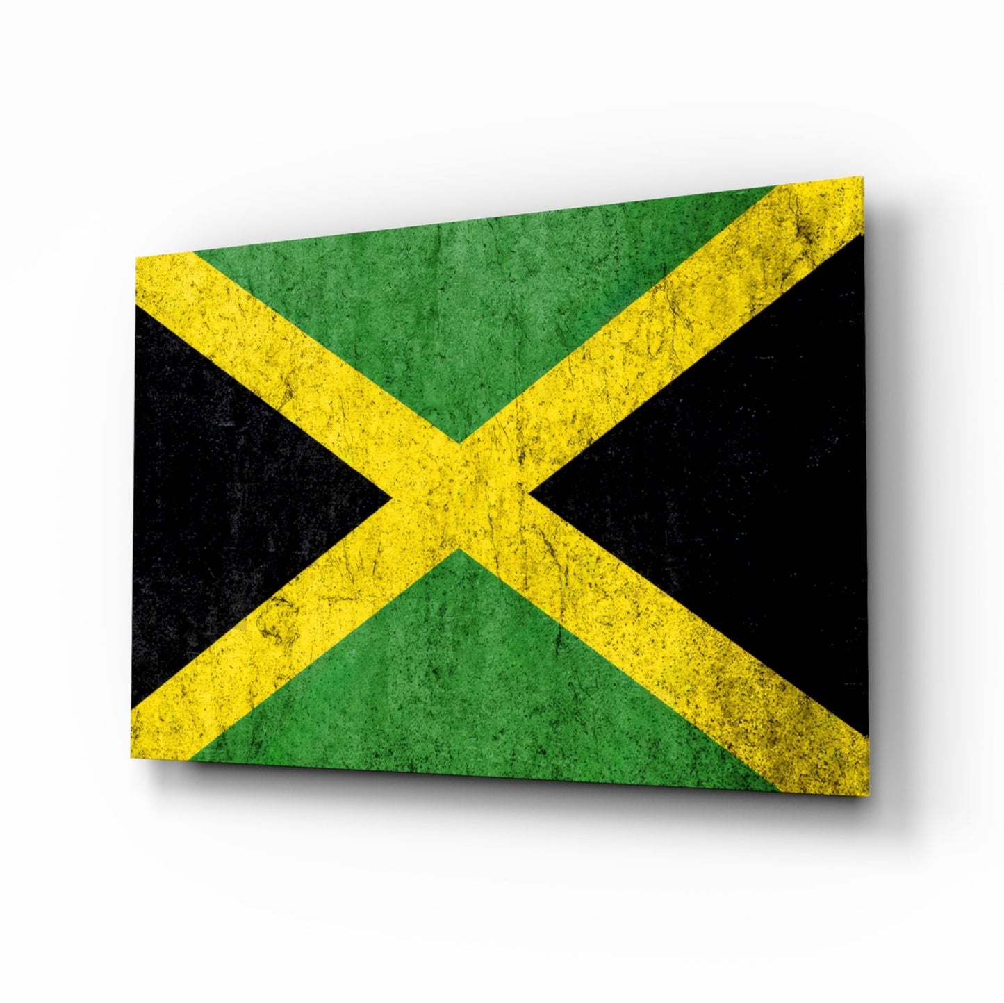 Jamaican Flag Grunge Glass Wall Art