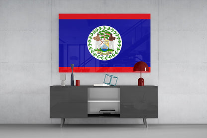 Belize Flag Glass Wall Art