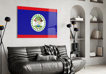 Belize Flag Glass Wall Art
