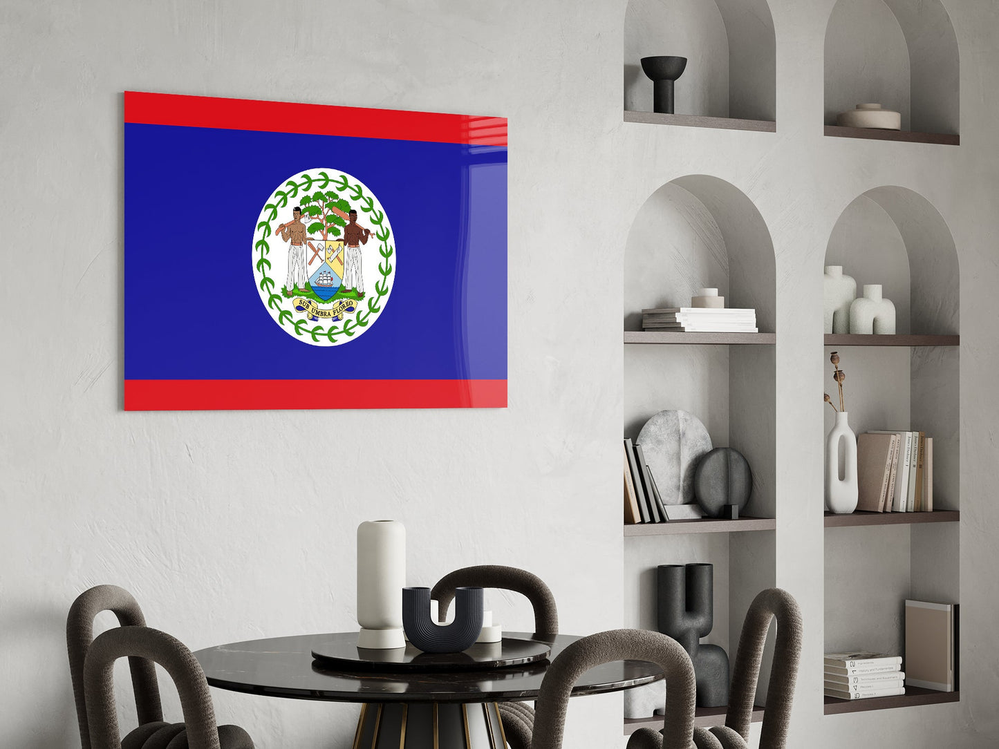 Belize Flag Glass Wall Art
