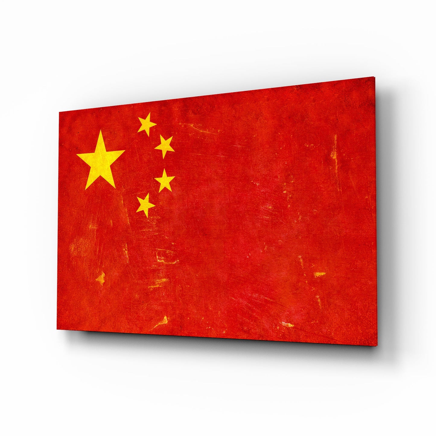 China Flag Grunge Glass Wall Art