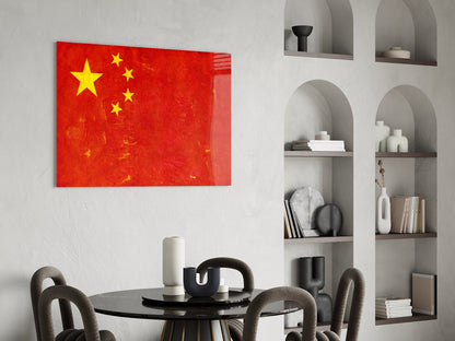 China Flag Grunge Glass Wall Art